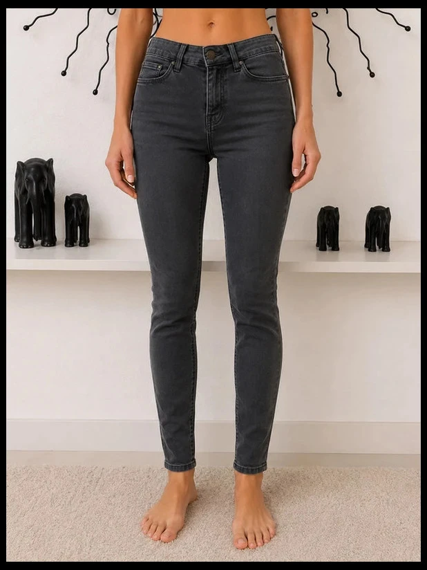 Jean Skinny Mango Gris Antracita – Denim Stretch & Corte Ultra-ajustado – Talla 32 (XXS) – photo 6